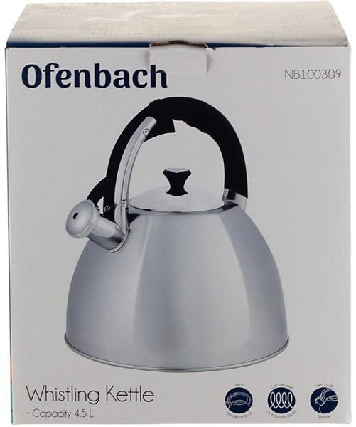 Чайник Ofenbach Augsburg 4.5л зі свистком, нержавіюча сталь (арт. 32329291) фото