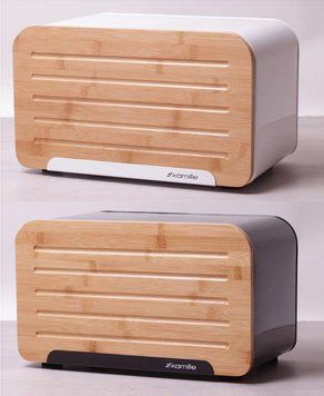 Хлібниця Kamille Breadbasket Steel&Bamboo 35х20см з нержавіючої сталі (арт. 32314478) фото