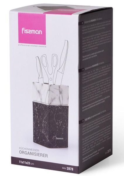 Колода-підставка для ножів Fissman Marble 11х23см, пластик чорно-білий (арт. 32324380) фото