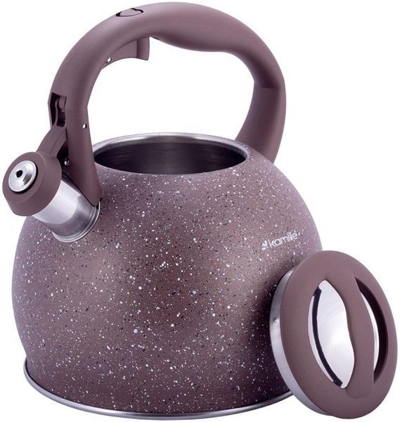 Чайник Kamille Whistling Kettle 3л з нержавіючої сталі зі свистком (коричневий граніт) (арт. 32329218) фото