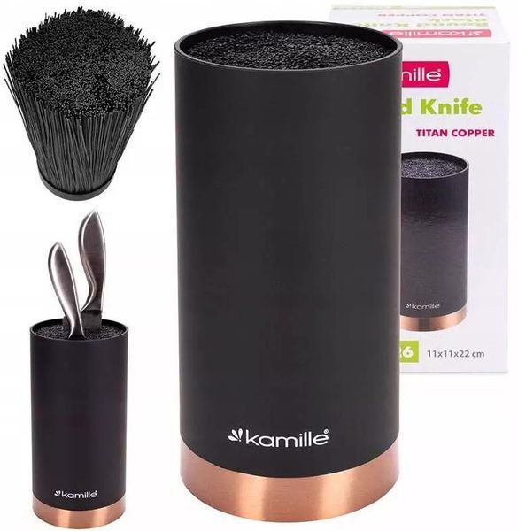 Підставка Kamille Black&Rose, колода для ножів &Oslash;11х22см з поліпропіленовим наповнювачем (арт. 32329146) фото