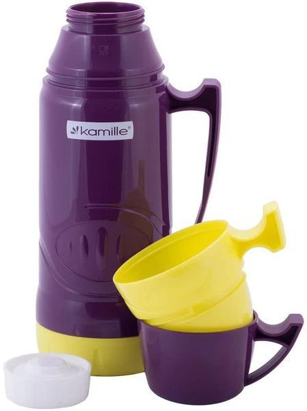 Термос Kamille Glass Violet 1800мл дзеркальна колба і 2 чашки (арт. 32320481) фото