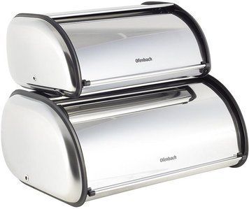 Набір 2 хлібниці Ofenbach Breadbox 43.5х27х18 і 36х23х14см з нержавіючої сталі, срібло (арт. 32324027) фото