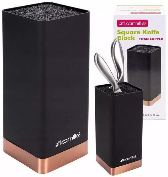 Підставка Kamille Black&Rose, колода для ножів 9.5х9.5х22см з поліпропіленовим наповнювачем (арт. 32329148) фото