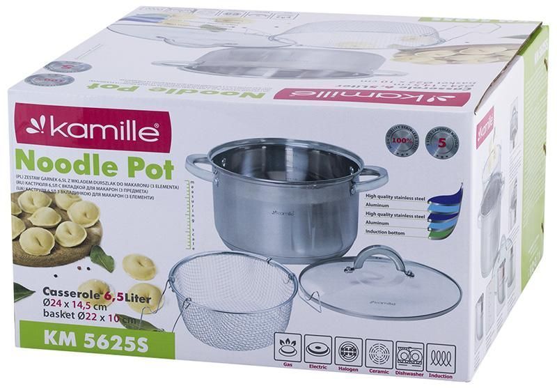 Каструля Kamille Mystery 6.5л з друшляком-пароваркою (арт. 32320923) фото - "RestoMarket" Каструля Kamille Mystery 6.5л з друшляком-пароваркою (арт. 32320923) фото