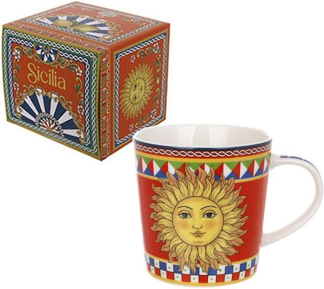 Кухоль порцеляновий Sicilia "Sole" (Сонце) 450мл, подарункова чашка (арт. 32329466) фото