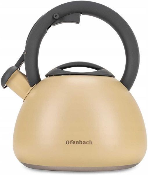 Чайник Ofenbach Silver 2.7л нержавіюча сталь, зі свистком, бежевий матовий (арт. 32329301) фото