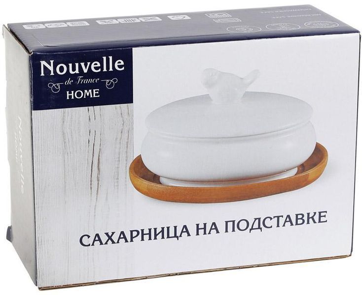 Цукорниця порцелянова Nouvelle Home Пташка 250мл на підставці-костері (арт. 32319420) фото