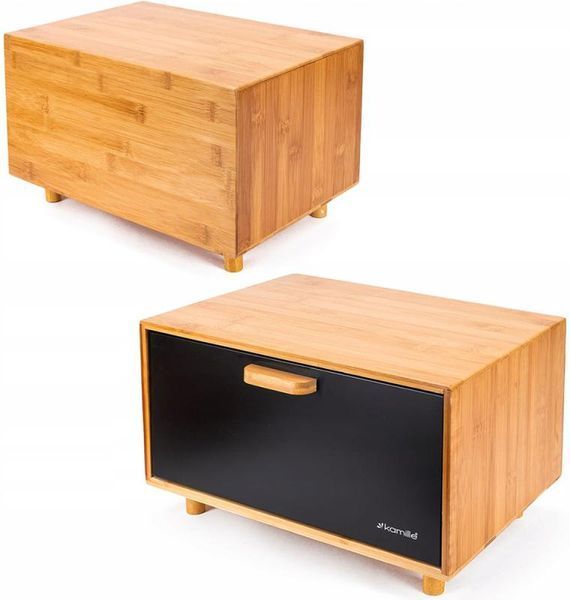 Хлібниця Kamille Black&Wood бамбукова 36х26х23см зі сталевою кришкою (арт. 32329181) фото