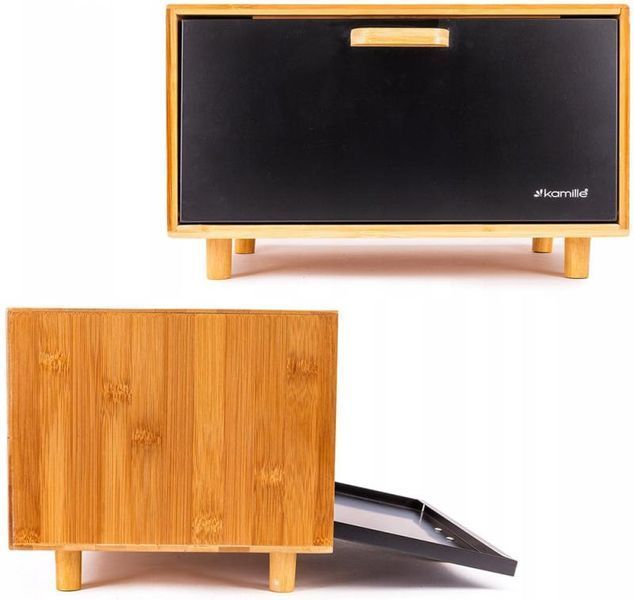Хлібниця Kamille Black&Wood бамбукова 36х26х23см зі сталевою кришкою (арт. 32329181) фото