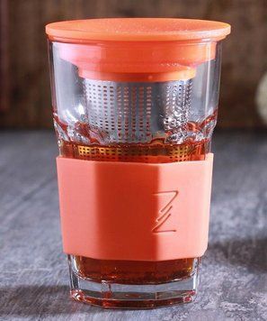 Стакан-заварник ZestGlass Original 415мл з металевим ситом і силіконовим захистом (помаранчевий) (арт. 32323049) фото