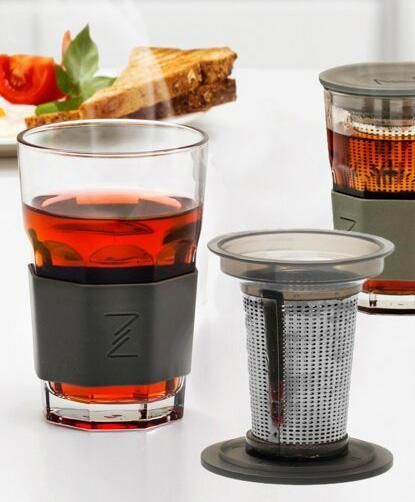 Стакан-заварник ZestGlass Original 415мл з металевим ситом і силіконовим захистом (помаранчевий) (арт. 32323049) фото