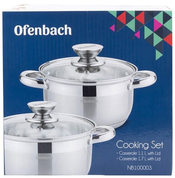 Набір 2 каструлі Ofenbach Hamburg 1.1л, 1.7л з нержавіючої сталі з 5-шаровим індукційним дном (арт. 32323984) фото