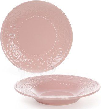 Набір 6 супових тарілок Leeds Ceramics &Oslash;23см, кам'яна кераміка (рожеві) (арт. 32311750) фото