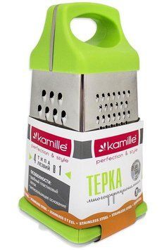 Терка-шинківниця Kamille 22см 4х гранна з пластиковою ручкою і лотком (арт. 3237985) фото