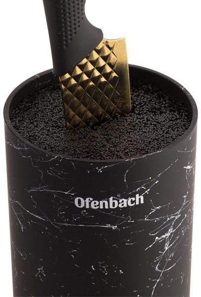 Підставка-колода Ofenbach Black Marble для кухонних ножів і ножиць 11х11х22см, кругла (арт. 32323993) фото