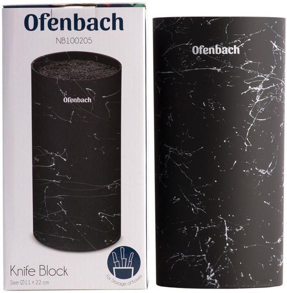Підставка-колода Ofenbach Black Marble для кухонних ножів і ножиць 11х11х22см, кругла (арт. 32323993) фото