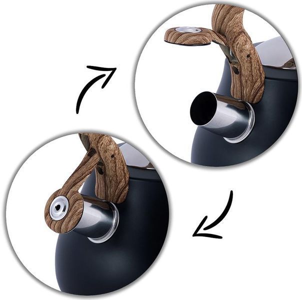 Чайник Kamille Whistling Kettle Black 2.7л з нержавіючої сталі зі свистком (чорний) (арт. 32323900) фото