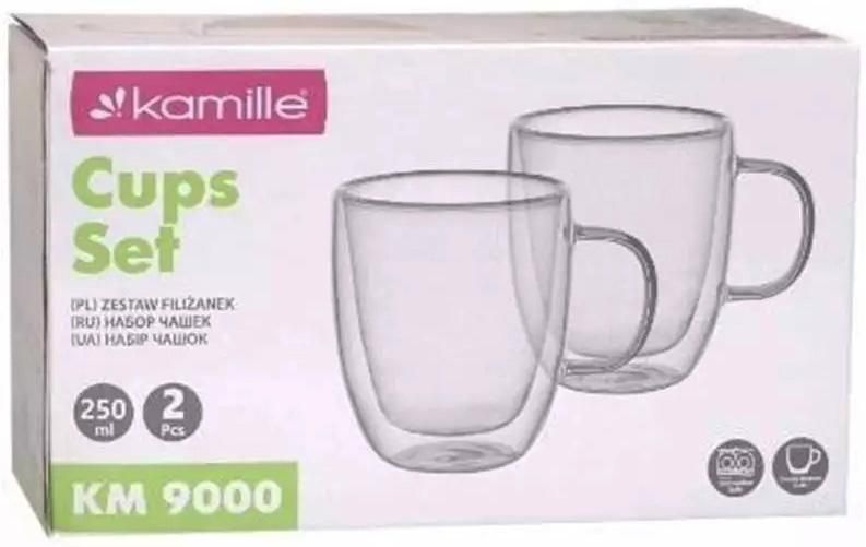 Набір 2 скляні кухлі Kamille 250мл, термокухлі з подвійними стінками (арт. 32329225) фото