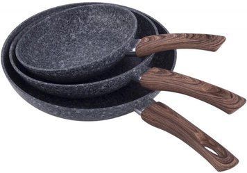 Набір 3 сковороди Kamille Grey Marble 20см, 24см, 28см, індукційні з антипригарним покриттям (арт. 32326852) фото