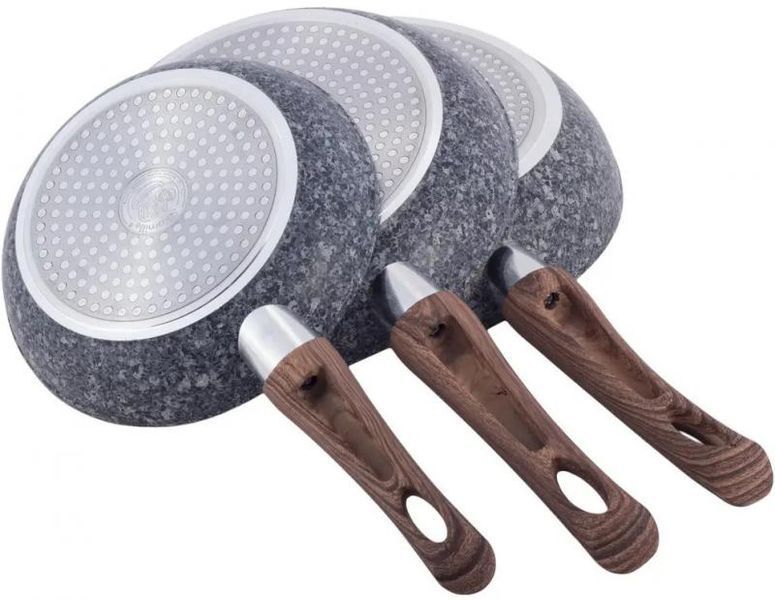 Набір 3 сковороди Kamille Grey Marble 20см, 24см, 28см, індукційні з антипригарним покриттям (арт. 32326852) фото