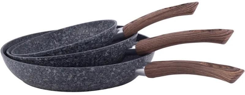 Набір 3 сковороди Kamille Grey Marble 20см, 24см, 28см, індукційні з антипригарним покриттям (арт. 32326852) фото