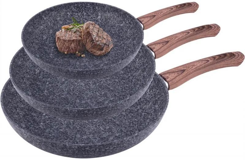 Набір 3 сковороди Kamille Grey Marble 20см, 24см, 28см, індукційні з антипригарним покриттям (арт. 32326852) фото