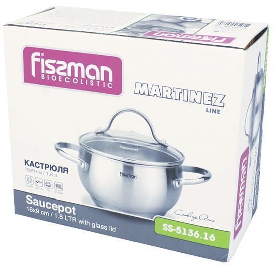 Каструля Fissman Martinez 5.9л пузата з нержавіючої сталі (арт. 32311317) фото