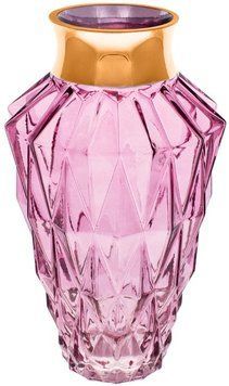 Ваза для квітів Ancient Glass Брюссель настільна &Oslash;16x25см, фіолетове скло із золотом (арт. 32326742) фото