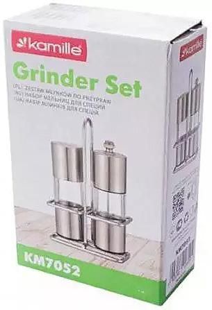 Набір для спецій Kamille Grinder Set перцемолка та сільничка на підставці 10х14.5см (арт. 32329136) фото