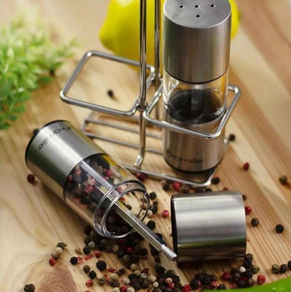 Набір для спецій Kamille Grinder Set перцемолка та сільничка на підставці 10х14.5см (арт. 32329136) фото