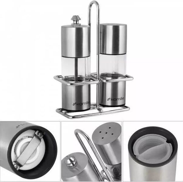 Набір для спецій Kamille Grinder Set перцемолка та сільничка на підставці 10х14.5см (арт. 32329136) фото