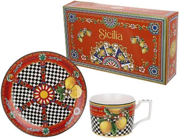 Чайно-кавовий набір Sicilia "Limoni" (Лимони) 220мл на 6 персон, порцеляна (арт. 32329458) фото