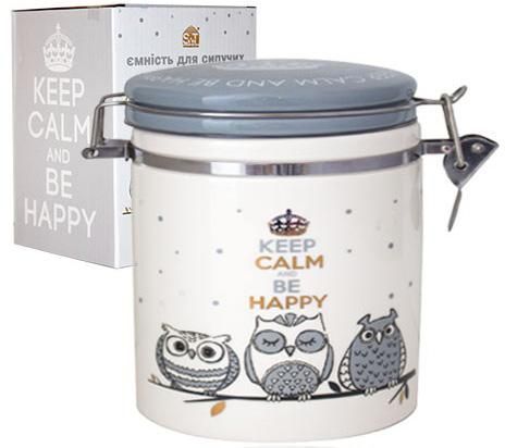 Банка керамічна Be Happy "Совушки&raquo; 500мл, кришка з засувкою (арт. 32321604) фото