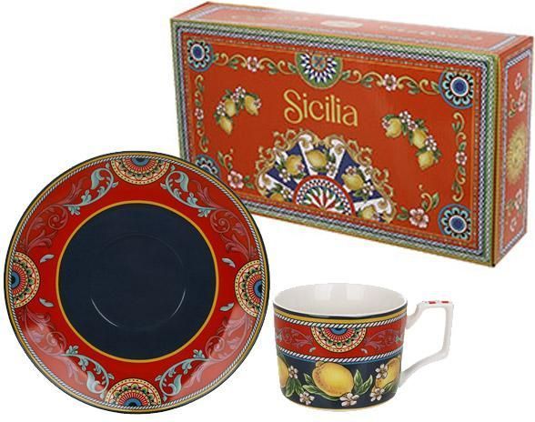 Чайно-кавовий набір Sicilia "Ornamento" (Орнамент) 220мл на 6 персон, порцеляна (арт. 32329459) фото