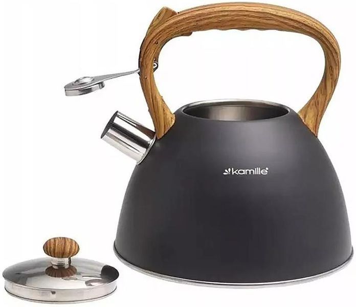 Чайник Kamille Whistling Kettle Black 3л з нержавіючої сталі зі свистком (чорний) (арт. 32329193) фото