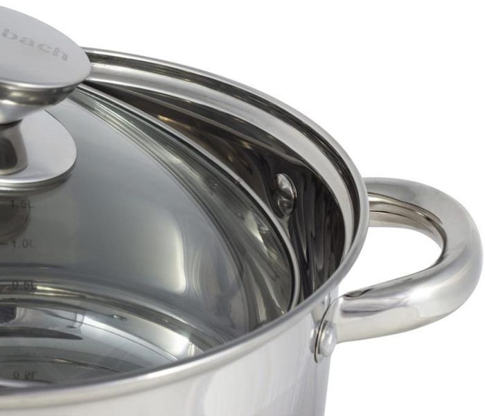 Набір 4 каструлі Ofenbach Casserole із нержавіючої сталі (1.1л, 1.7л, 2.4л, 3.4л) зі скляними кришками (арт. 32329257) фото