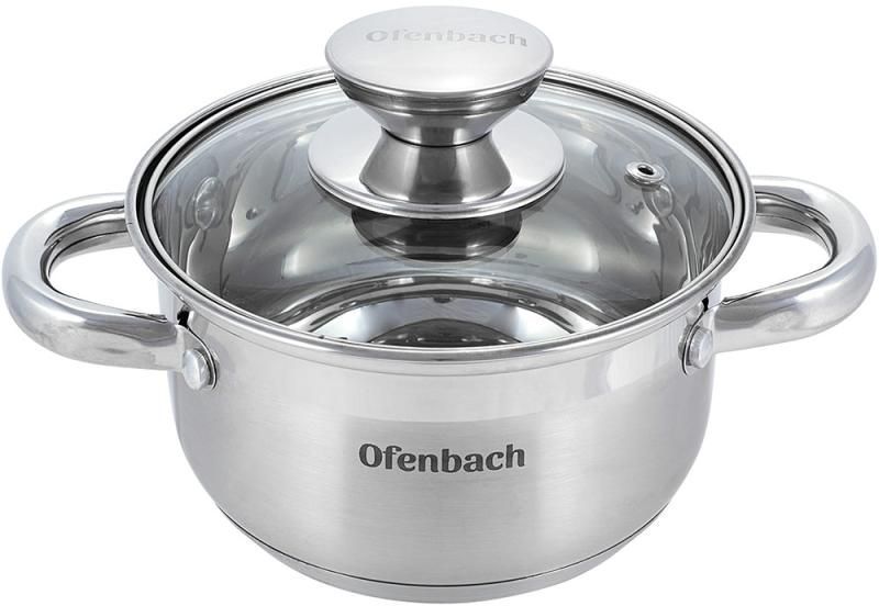 Набір 4 каструлі Ofenbach Casserole із нержавіючої сталі (1.1л, 1.7л, 2.4л, 3.4л) зі скляними кришками (арт. 32329257) фото