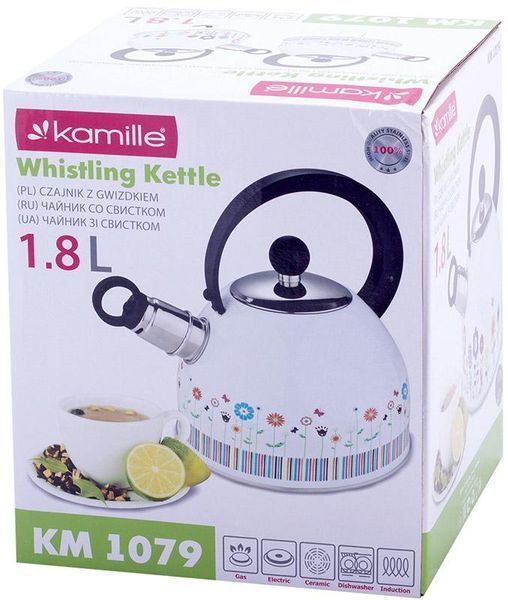 Чайник Kamille Meadow 1.8л з нержавіючої сталі зі свистком (арт. 32323905) фото