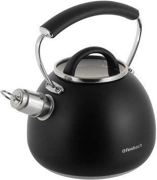 Чайник Ofenbach Magic Kettle 2.5л зі свистком та скляною кришкою, чорний (арт. 32329293) фото