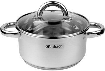 Каструля індукційна Ofenbach Casserole із нержавіючої сталі 2л зі скляною кришкою (арт. 32329261) фото