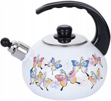 Чайник емальований Kamille "Метелики" 2.5л зі свистком (арт. 32329202) фото