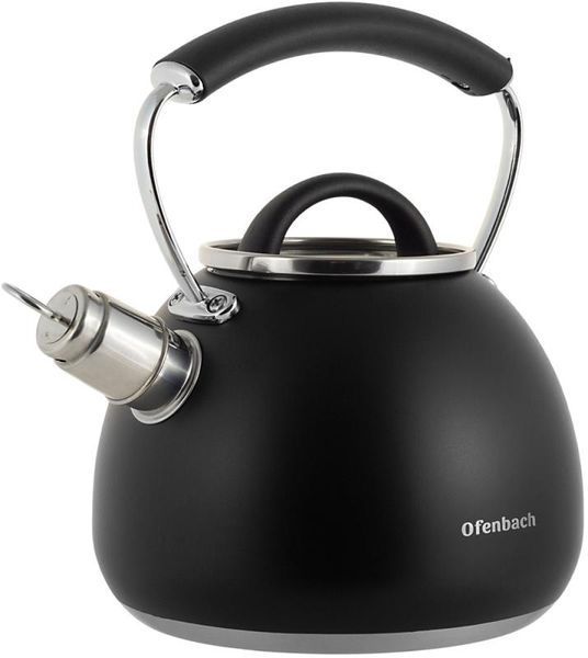 Чайник Ofenbach Magic Kettle 2.5л зі свистком та скляною кришкою, чорний (арт. 32329293) фото