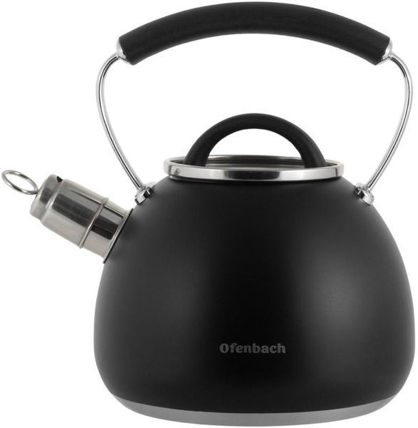 Чайник Ofenbach Magic Kettle 2.5л зі свистком та скляною кришкою, чорний (арт. 32329293) фото