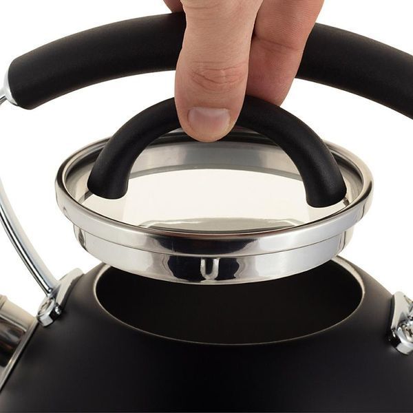 Чайник Ofenbach Magic Kettle 2.5л зі свистком та скляною кришкою, чорний (арт. 32329293) фото