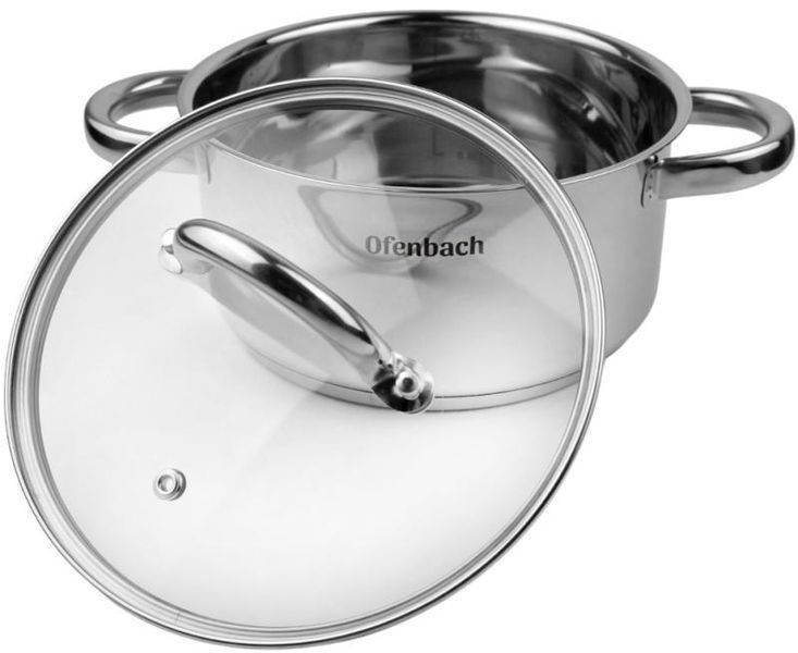 Каструля індукційна Ofenbach Casserole із нержавіючої сталі 2л зі скляною кришкою (арт. 32329261) фото