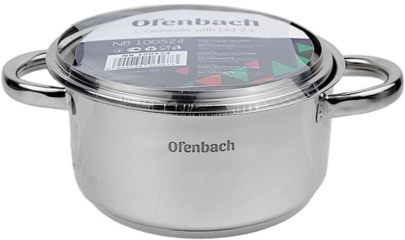 Каструля індукційна Ofenbach Casserole із нержавіючої сталі 2л зі скляною кришкою (арт. 32329261) фото