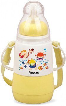 Пляшка дитяча для годування Fissman Babies "Кумедне купання" 150мл з ремінцем, жовта (арт. 32317271) фото