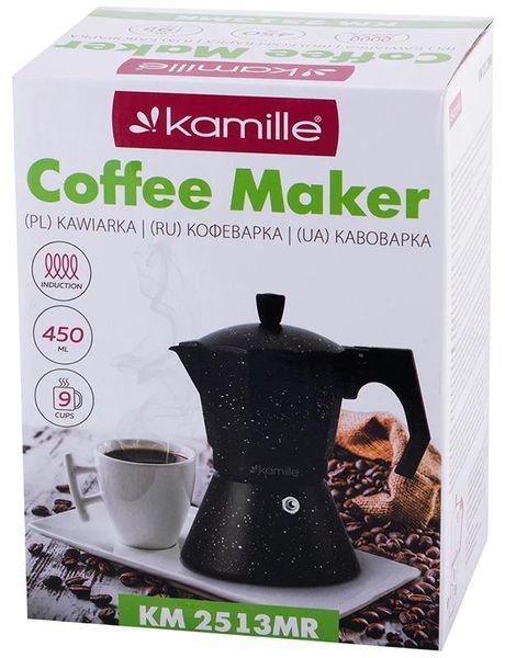 Кавоварка гейзерная Kamille Andel Black 450мл на 9 чашок (арт. 32320905) фото