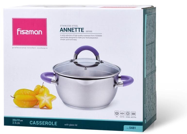 Каструля Fissman Annette 4.7л з нержавіючої сталі з кришкою-друшляком (арт. 32323371) фото